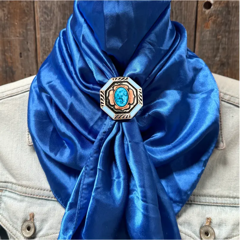 35X35" Solid Electric Blue Wild Rag / Scarf Wrs17 - Western Concho Wild Rag Slides - Assorted 6