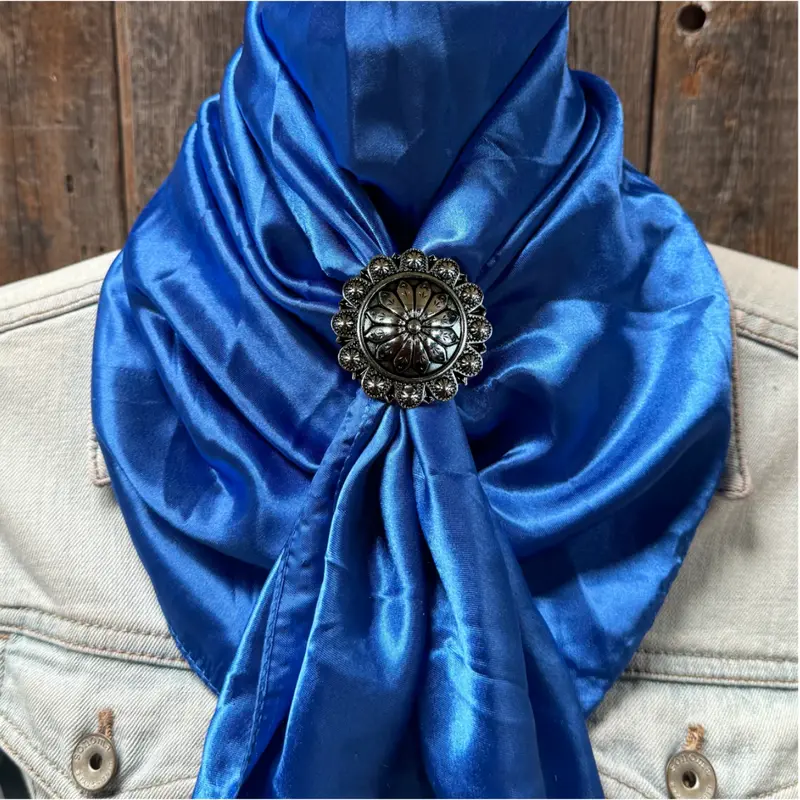 35X35" Solid Electric Blue Wild Rag / Scarf Wrs17 - Western Concho Wild Rag Slides - Assorted 7
