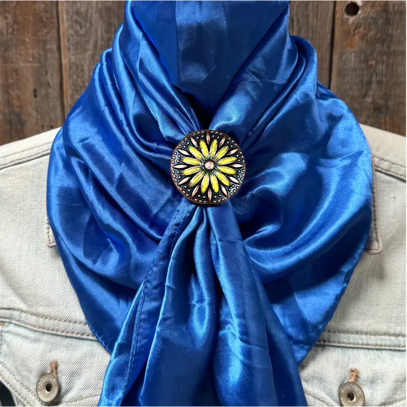 35X35" Solid Electric Blue Wild Rag / Scarf Wrs17 - Western Concho Wild Rag Slides - Assorted 9