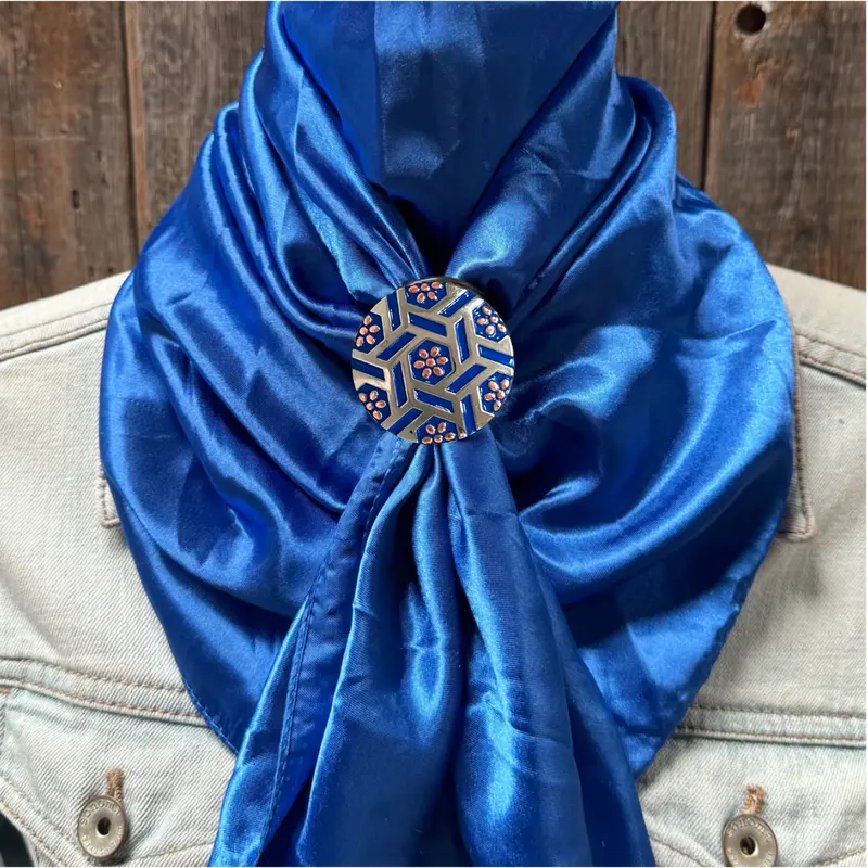 35X35" Solid Electric Blue Wild Rag / Scarf Wrs17 - Western Concho Wild Rag Slides - Assorted 9