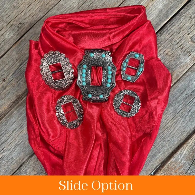35X35" Solid Electric Red Wild Rag / Scarf Wrs10 - Buckle Wild Rag Slides - Assorted 1