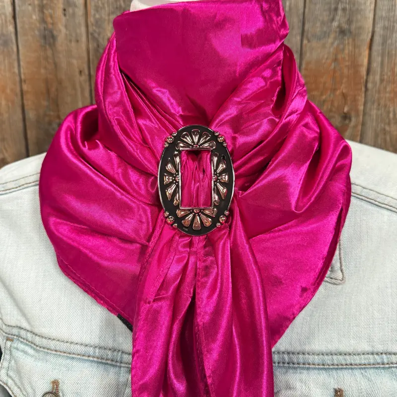 35X35" Solid Fuchsia Wild Rag / Scarf Wrs12 - Buckle Wild Rag Slides - Assorted 2