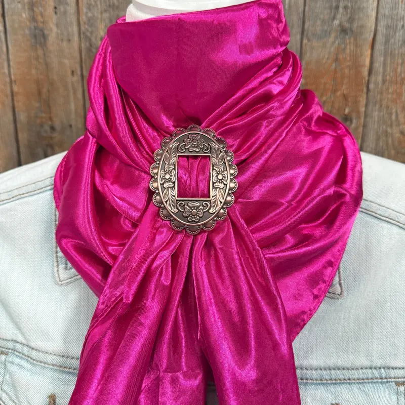 35X35" Solid Fuchsia Wild Rag / Scarf Wrs12 - Buckle Wild Rag Slides - Assorted 3