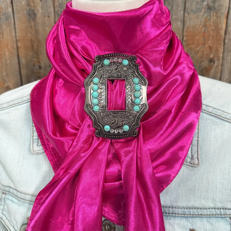 35X35" Solid Fuchsia Wild Rag / Scarf Wrs12 - Buckle Wild Rag Slides - Assorted 4