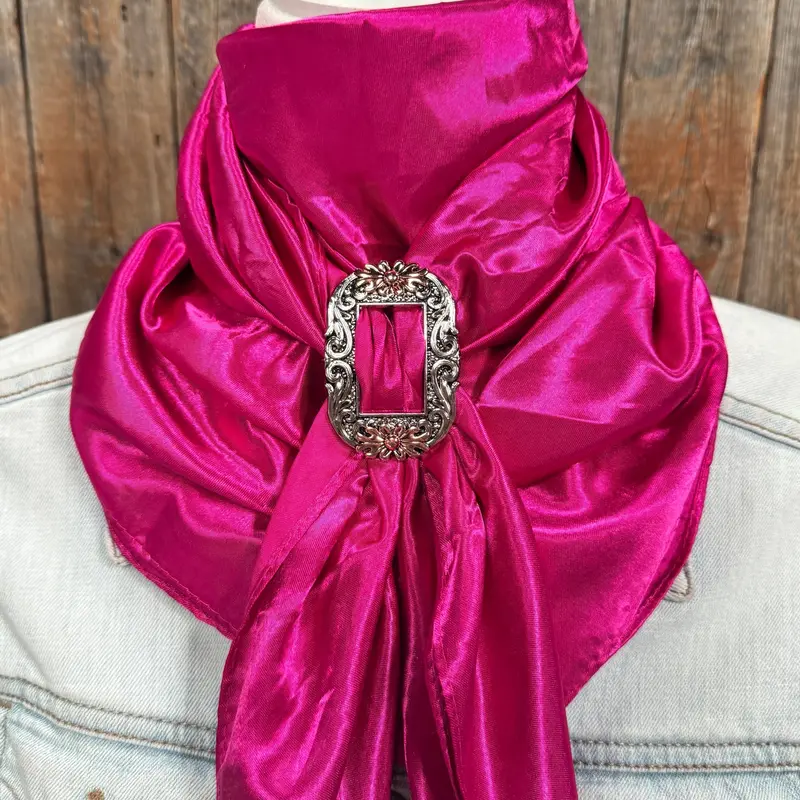 35X35" Solid Fuchsia Wild Rag / Scarf Wrs12 - Buckle Wild Rag Slides - Assorted 5