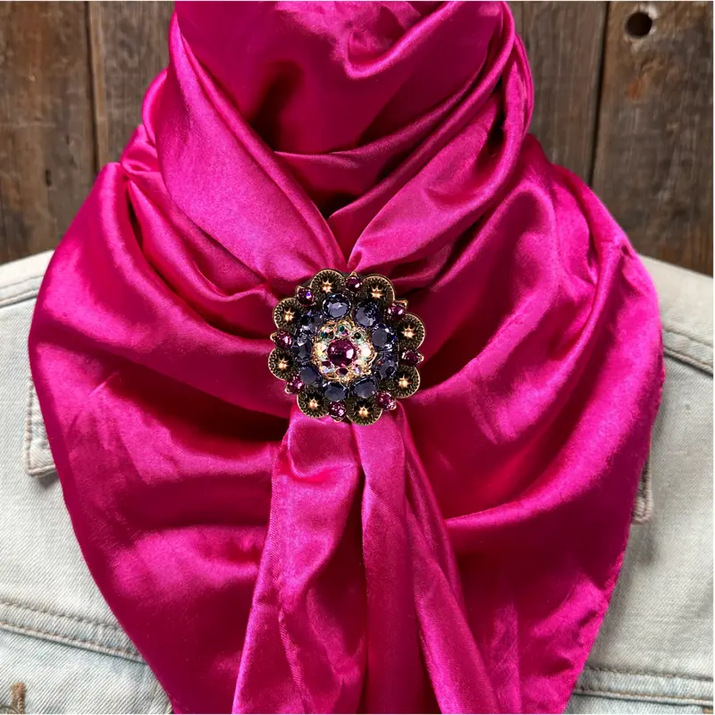 35X35" Solid Fuchsia Wild Rag / Scarf Wrs12 - Crystal Concho Wild Rag Slides - Assorted 2