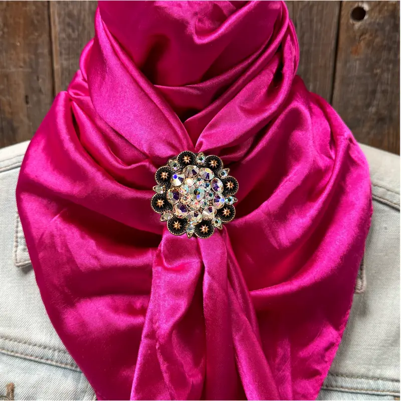 35X35" Solid Fuchsia Wild Rag / Scarf Wrs12 - Crystal Concho Wild Rag Slides - Assorted 4