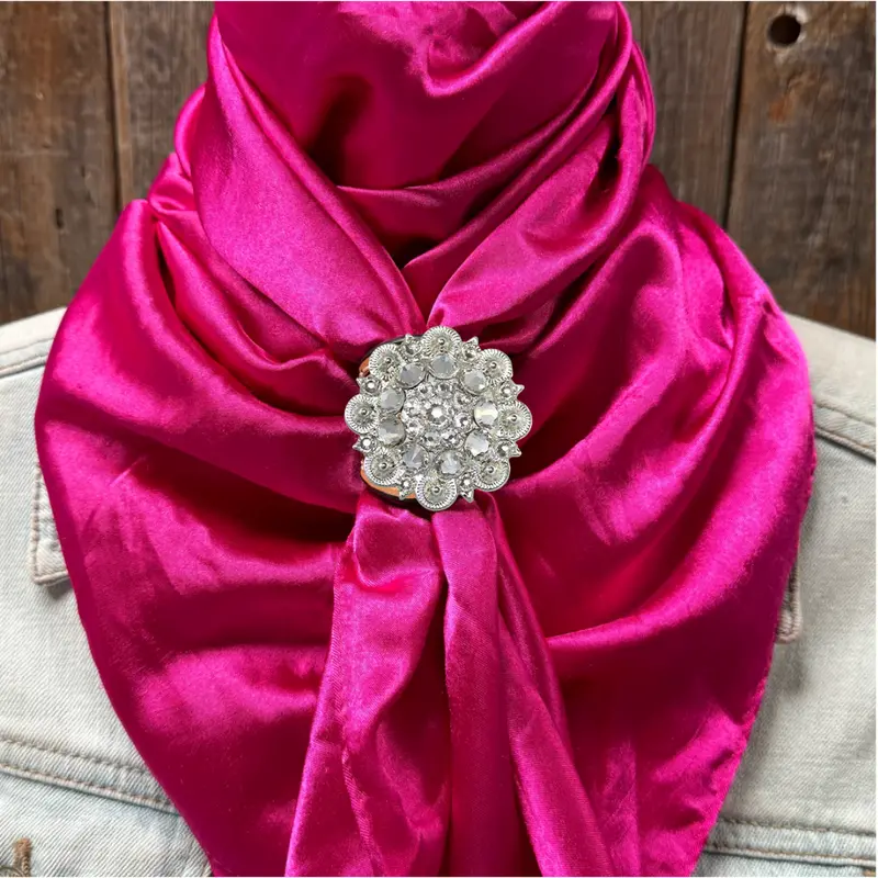35X35" Solid Fuchsia Wild Rag / Scarf Wrs12 - Crystal Concho Wild Rag Slides - Assorted 8
