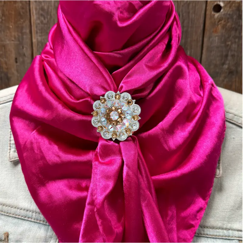 35X35" Solid Fuchsia Wild Rag / Scarf Wrs12 - Crystal Concho Wild Rag Slides - Assorted 8