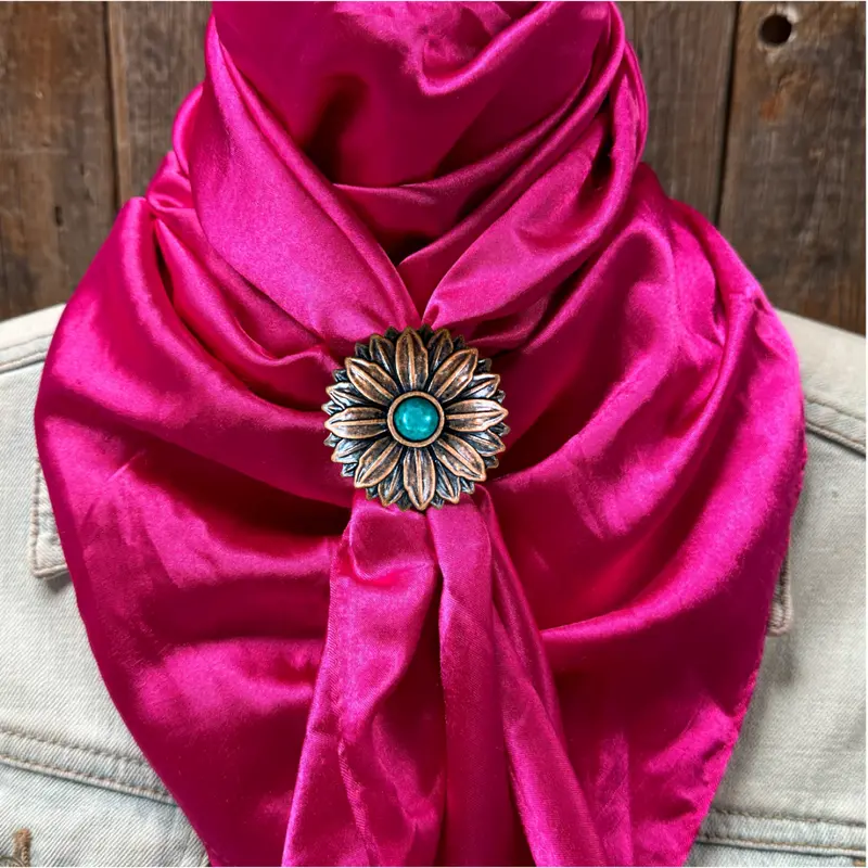 35X35" Solid Fuchsia Wild Rag / Scarf Wrs12 - Western Concho Wild Rag Slides - Assorted 2