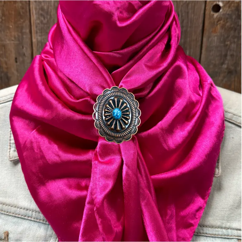 35X35" Solid Fuchsia Wild Rag / Scarf Wrs12 - Western Concho Wild Rag Slides - Assorted 5