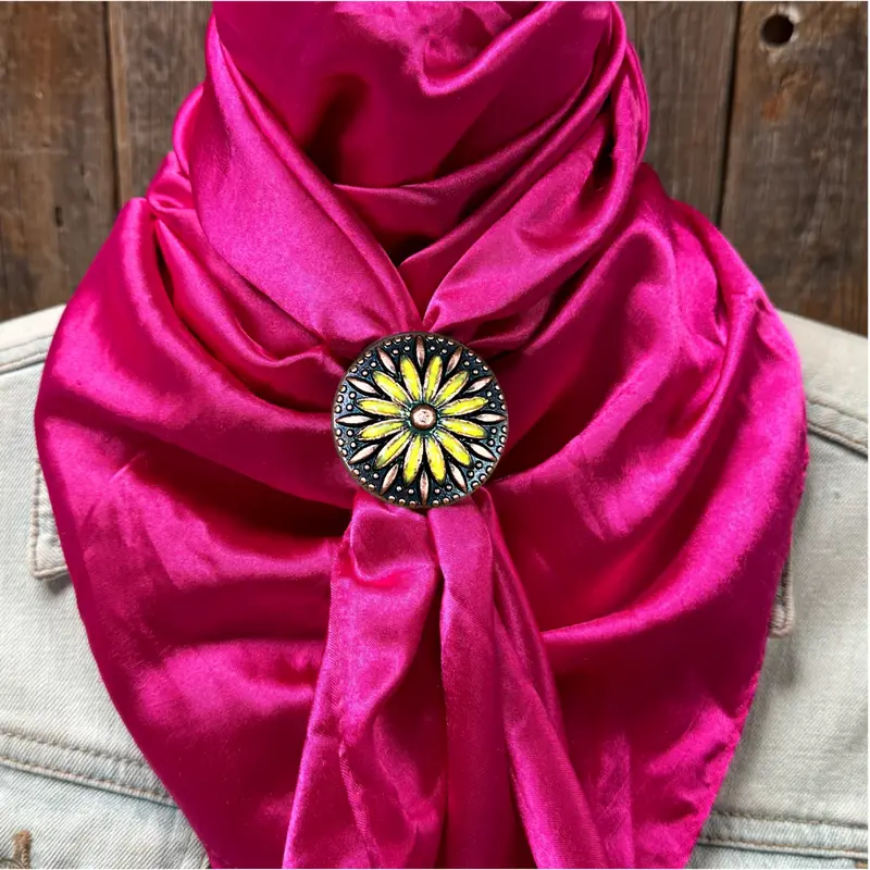 35X35" Solid Fuchsia Wild Rag / Scarf Wrs12 - Western Concho Wild Rag Slides - Assorted 8