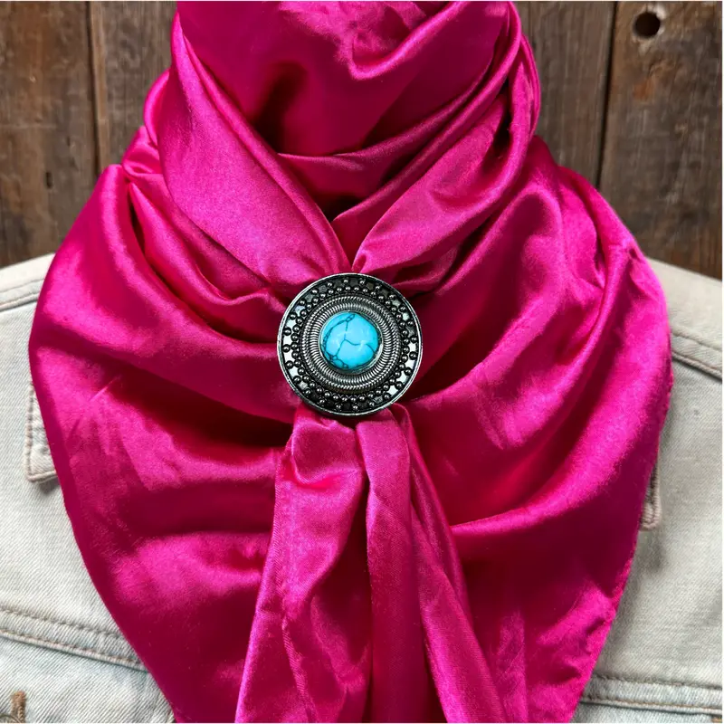 35X35" Solid Fuchsia Wild Rag / Scarf Wrs12 - Western Concho Wild Rag Slides - Assorted 9