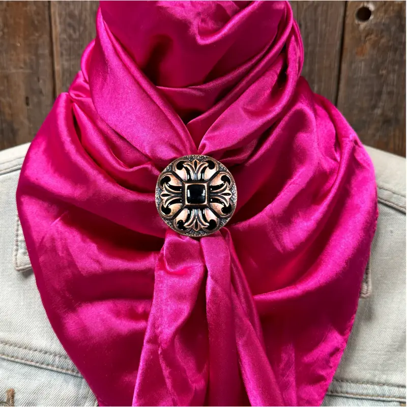 35X35" Solid Fuchsia Wild Rag / Scarf Wrs12 - Western Concho Wild Rag Slides - Assorted 9