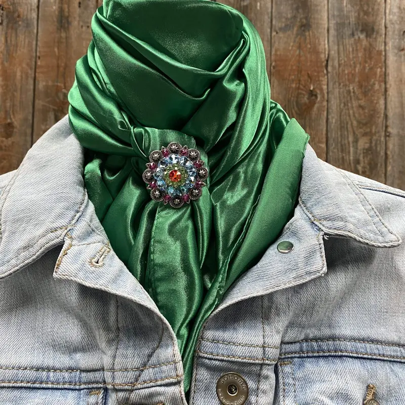 35X35" Solid Green Wild Rag / Scarf - Antique  Tie Dye Slide Wrsc18a 1
