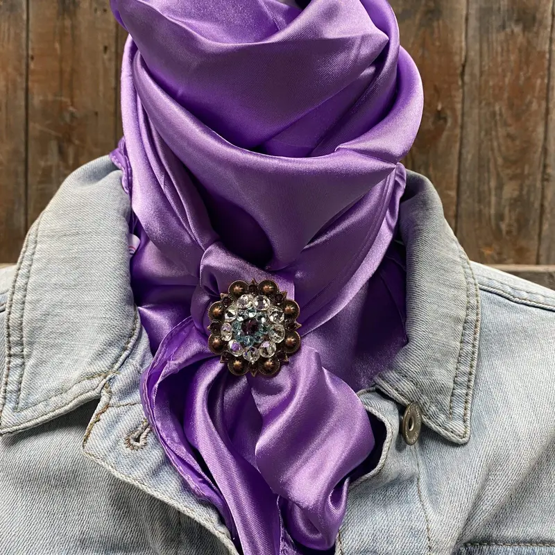 35X35" Solid Lavender Wild Rag / Scarf - Copper Amethyst, Aqua, & Clear Slide Wrsc13a 1