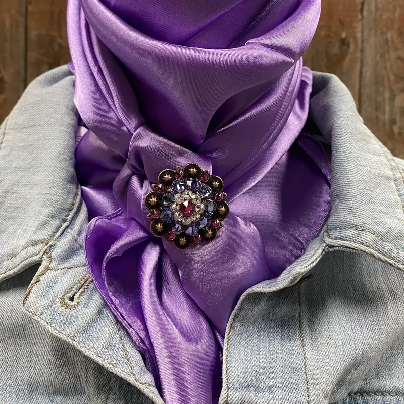 35X35" Solid Lavender Wild Rag / Scarf - Copper Fuchsia, Ab, & Lilac Slide Wrsc13b 1