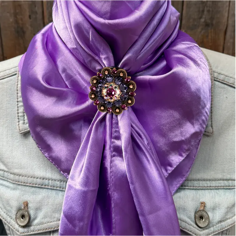 35X35" Solid Lavender Wild Rag / Scarf Wrs13 - Crystal Concho Wild Rag Slides - Assorted 2