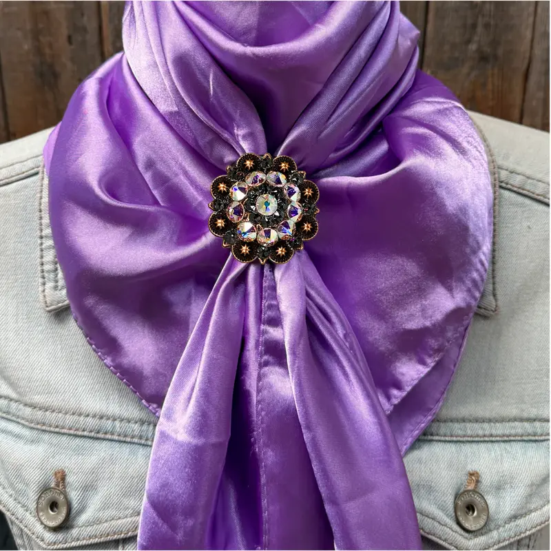 35X35" Solid Lavender Wild Rag / Scarf Wrs13 - Crystal Concho Wild Rag Slides - Assorted 3