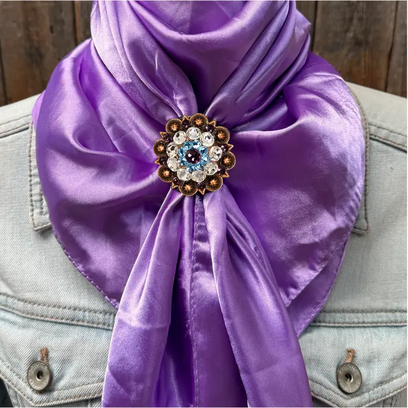 35X35" Solid Lavender Wild Rag / Scarf Wrs13 - Crystal Concho Wild Rag Slides - Assorted 4