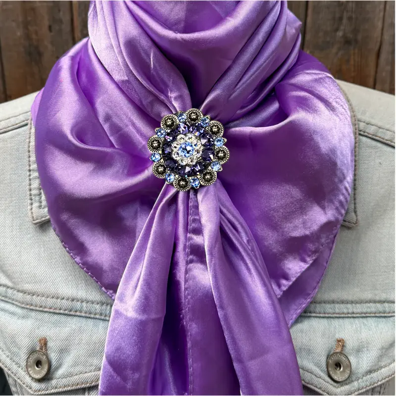 35X35" Solid Lavender Wild Rag / Scarf Wrs13 - Crystal Concho Wild Rag Slides - Assorted 5