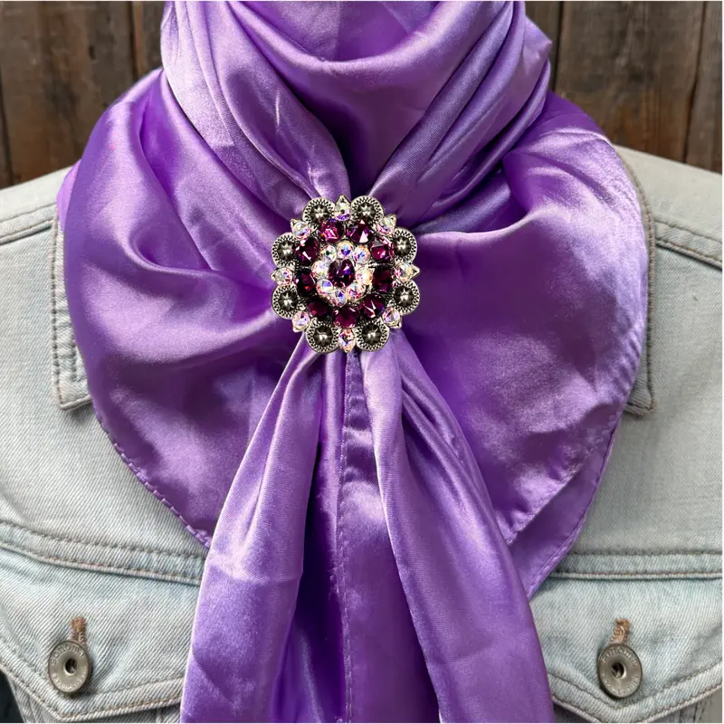 35X35" Solid Lavender Wild Rag / Scarf Wrs13 - Crystal Concho Wild Rag Slides - Assorted 6