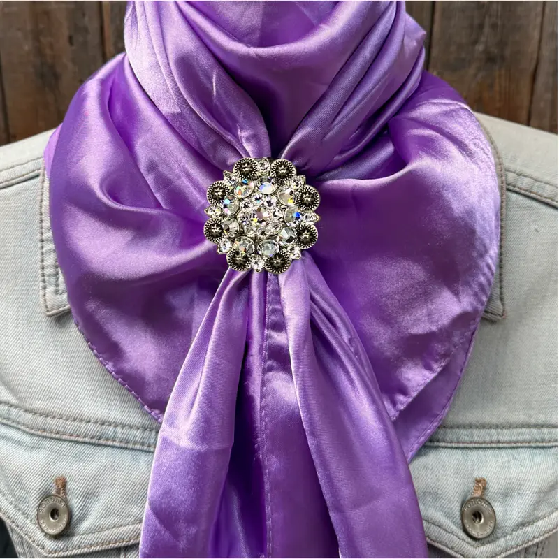 35X35" Solid Lavender Wild Rag / Scarf Wrs13 - Crystal Concho Wild Rag Slides - Assorted 7