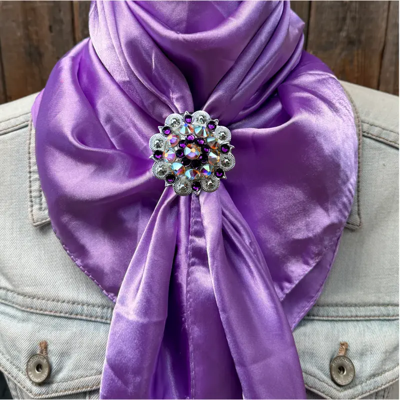 35X35" Solid Lavender Wild Rag / Scarf Wrs13 - Crystal Concho Wild Rag Slides - Assorted 8