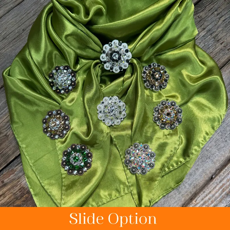 35X35" Solid Light Green Wild Rag / Scarf Wrs22 - Crystal Concho Wild Rag Slides - Assorted 1