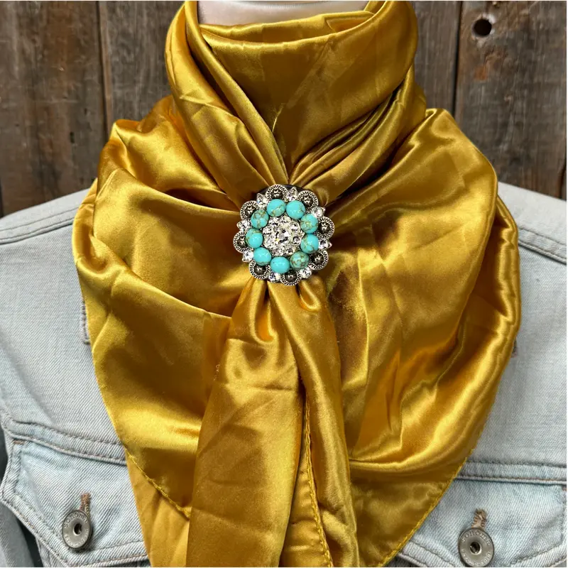 35X35" Solid Mustard Yellow Wild Rag / Scarf Wrs19 - Crystal Concho Wild Rag Slides - Assorted 5