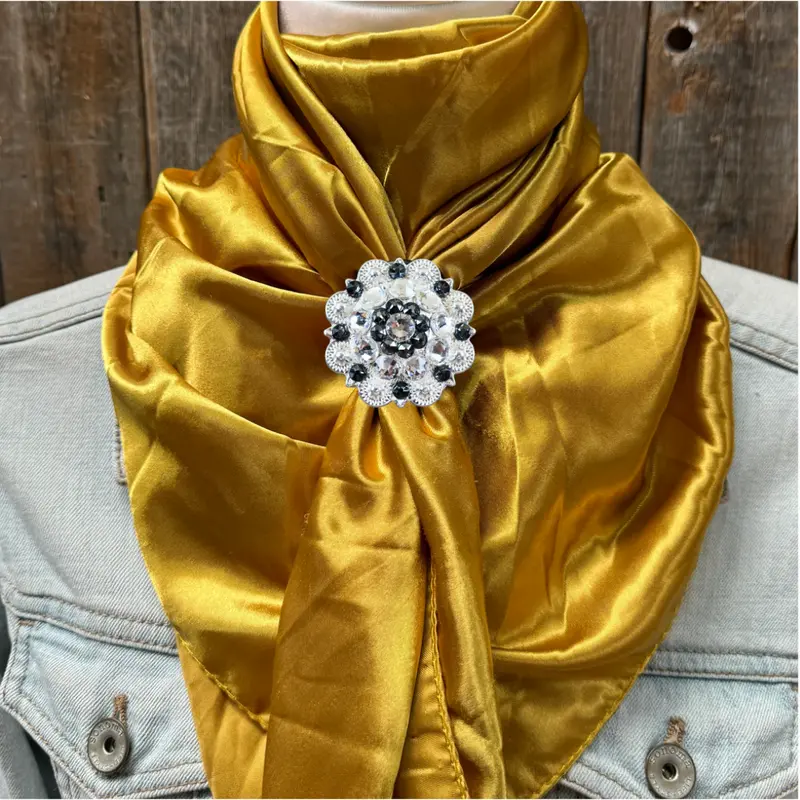 35X35" Solid Mustard Yellow Wild Rag / Scarf Wrs19 - Crystal Concho Wild Rag Slides - Assorted 8