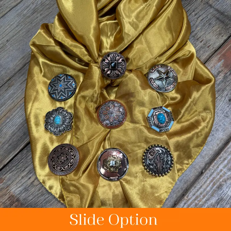 35X35" Solid Mustard Yellow Wild Rag / Scarf Wrs19 - Western Concho Wild Rag Slides - Assorted 1