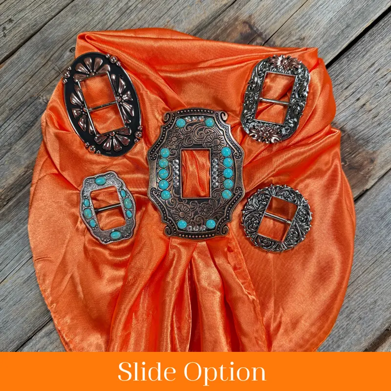 35X35" Solid Orange Wild Rag / Scarf Wrs20 - Buckle Wild Rag Slides - Assorted 1