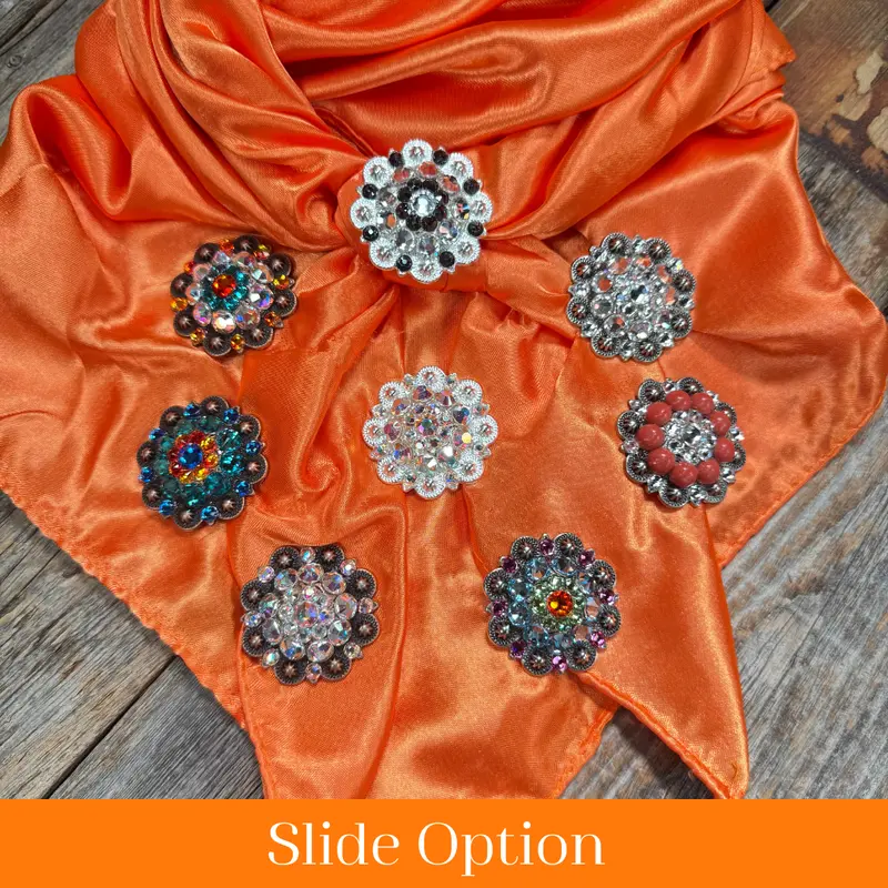 35X35" Solid Orange Wild Rag / Scarf Wrs20 - Crystal Concho Wild Rag Slides - Assorted 1