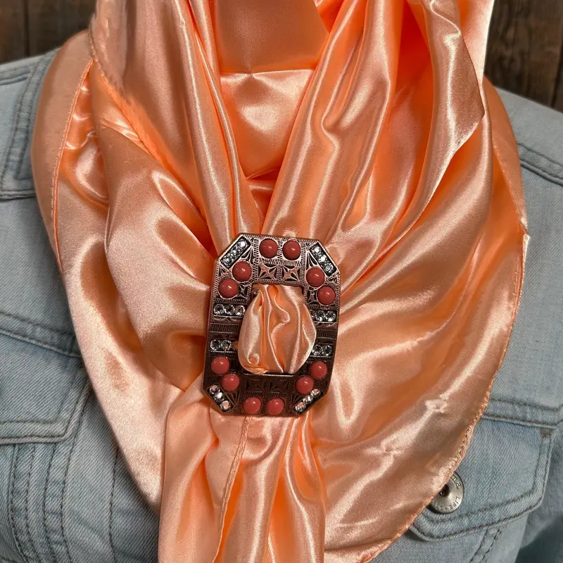 35X35"  Solid Peach Wild Rag / Scarf -Conccocl Slide Wrsc24h 1