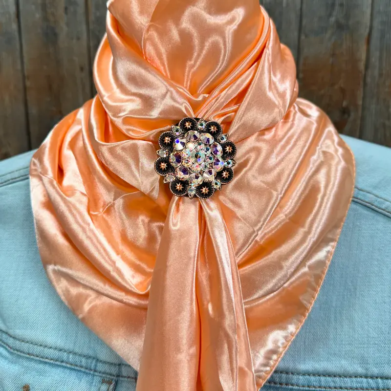 35X35" Solid Peach Wild Rag / Scarf Wrs24 - Crystal Concho Wild Rag Slides - Assorted 3