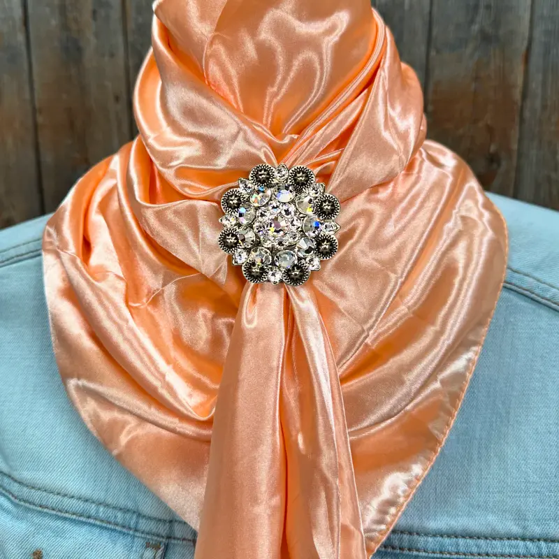 35X35" Solid Peach Wild Rag / Scarf Wrs24 - Crystal Concho Wild Rag Slides - Assorted 5