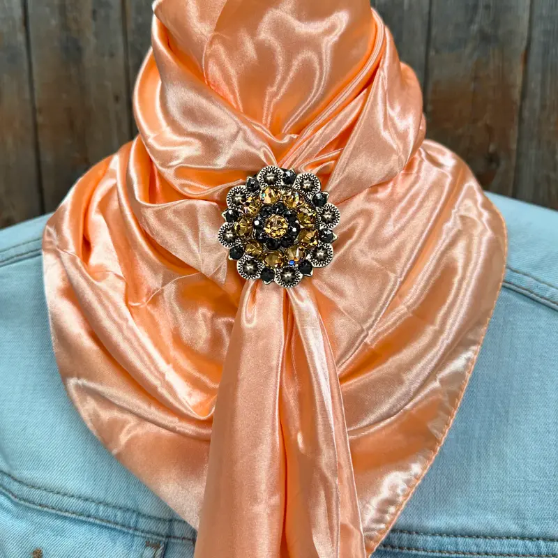 35X35" Solid Peach Wild Rag / Scarf Wrs24 - Crystal Concho Wild Rag Slides - Assorted 7