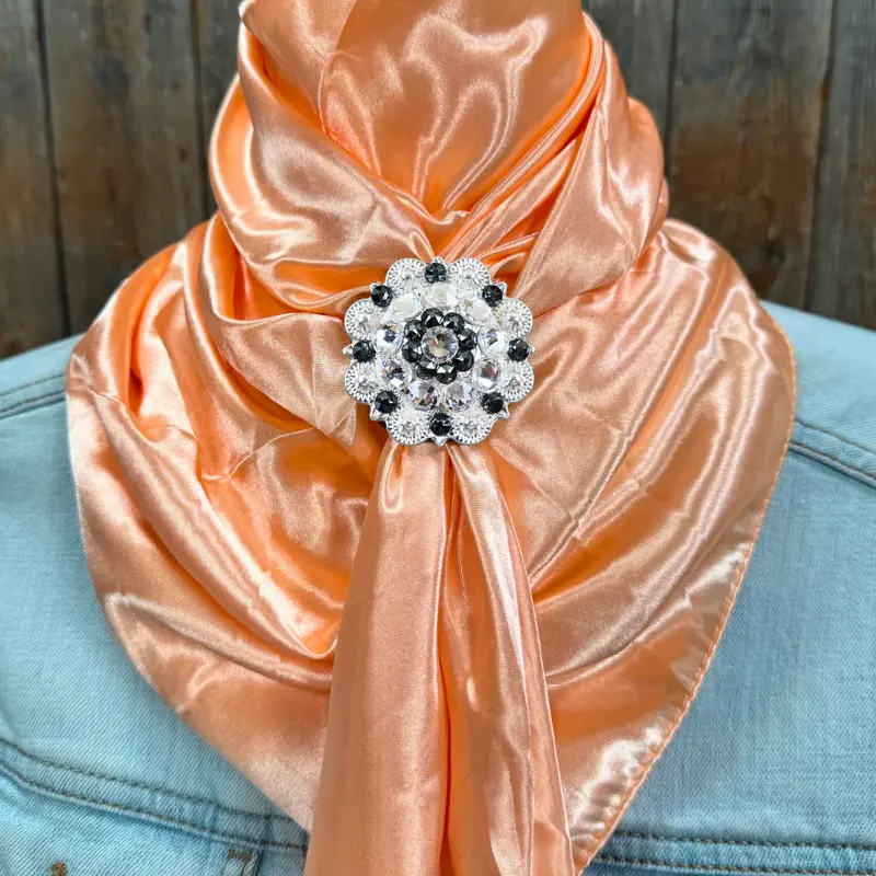35X35" Solid Peach Wild Rag / Scarf Wrs24 - Crystal Concho Wild Rag Slides - Assorted 8