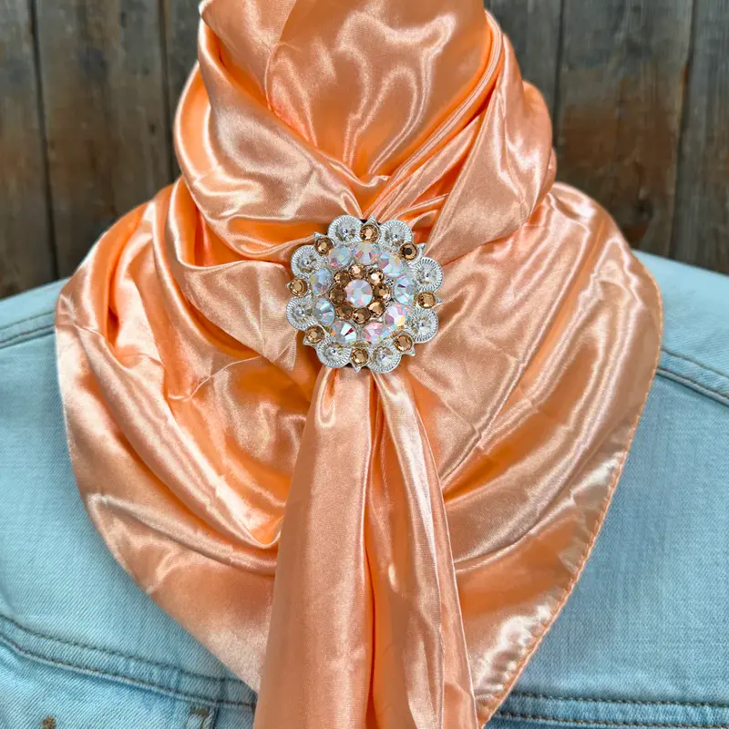 35X35" Solid Peach Wild Rag / Scarf Wrs24 - Crystal Concho Wild Rag Slides - Assorted 8