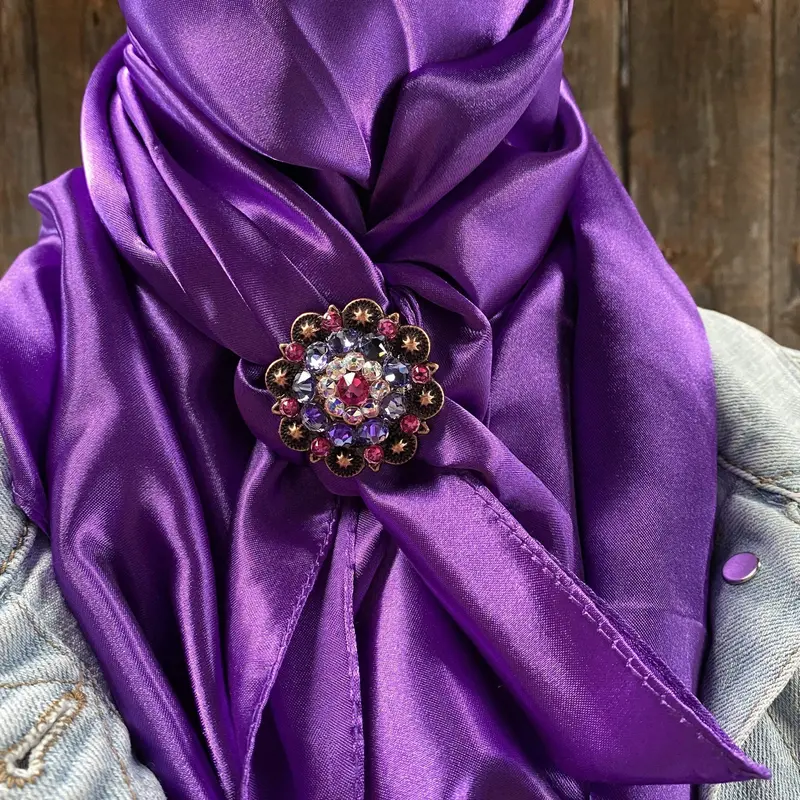 35X35"  Solid Purple Wild Rag / Scarf - Copper Fuchsia, Ab, & Lilac Slide Wrsc1a 1