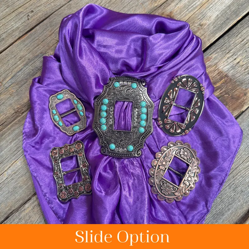35X35" Solid Purple Wild Rag / Scarf Wrs1 - Buckle Wild Rag Slides - Assorted 1
