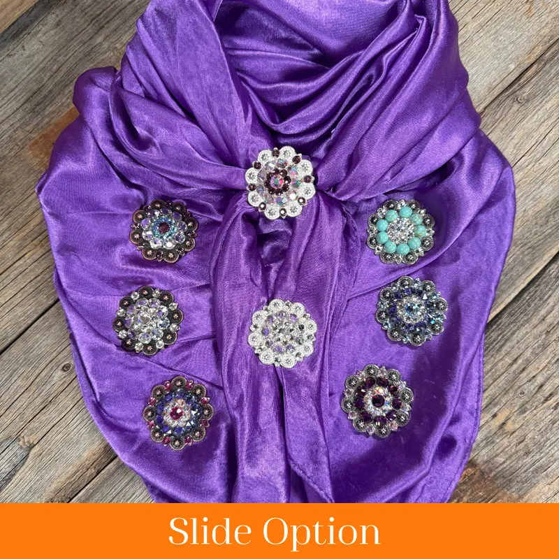 35X35" Solid Purple Wild Rag / Scarf Wrs1 - Crystal Concho Wild Rag Slides - Assorted 1