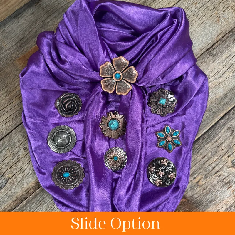 35X35" Solid Purple Wild Rag / Scarf Wrs1 - Western Concho Wild Rag Slides - Assorted 1