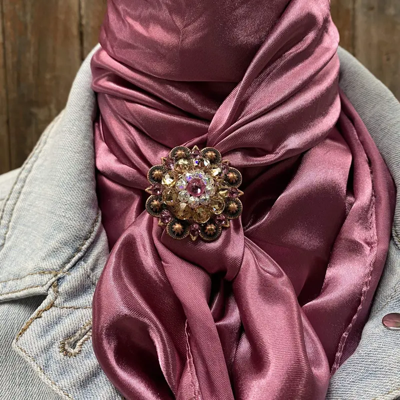35X35" Solid Rose Wild Rag / Scarf- Copper Pink, Ab & Champagne  Slide Wrsc6a 1