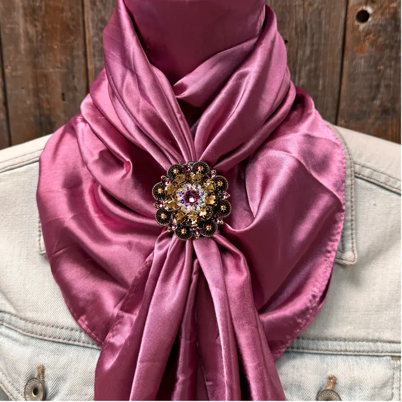 35X35" Solid Rose Wild Rag / Scarf Wrs6 - Crystal Concho Wild Rag Slides - Assorted 2