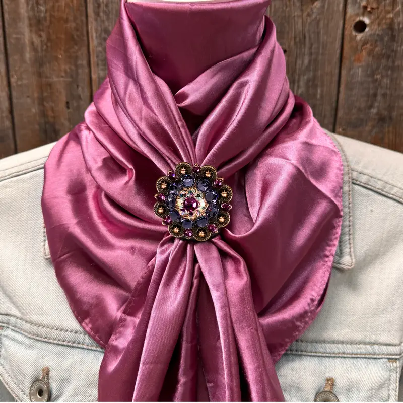 35X35" Solid Rose Wild Rag / Scarf Wrs6 - Crystal Concho Wild Rag Slides - Assorted 3