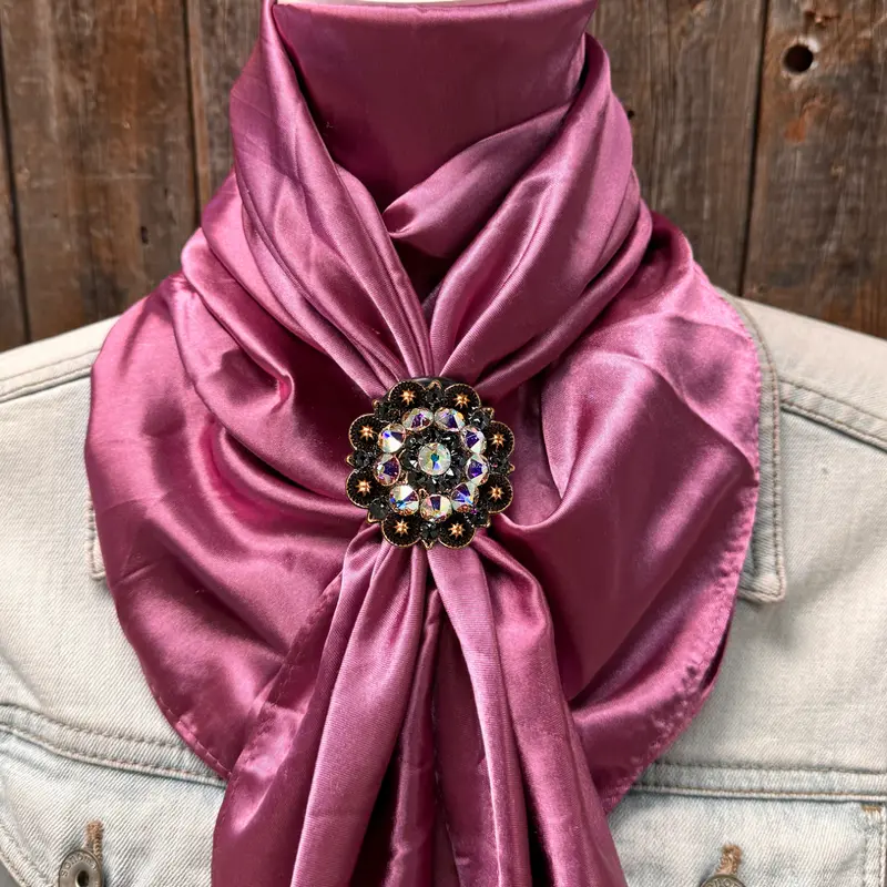 35X35" Solid Rose Wild Rag / Scarf Wrs6 - Crystal Concho Wild Rag Slides - Assorted 4
