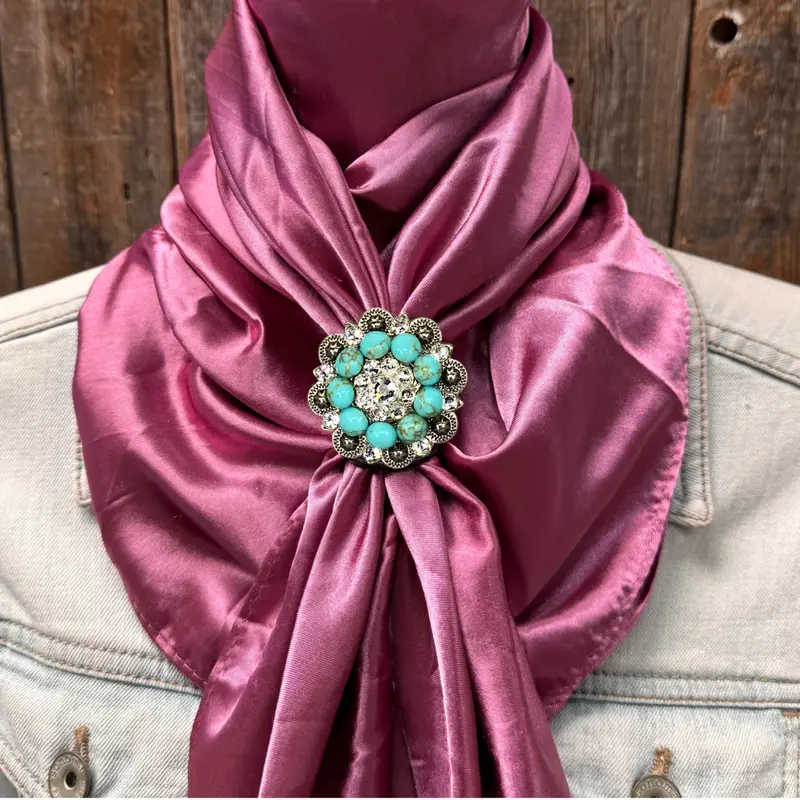 35X35" Solid Rose Wild Rag / Scarf Wrs6 - Crystal Concho Wild Rag Slides - Assorted 5