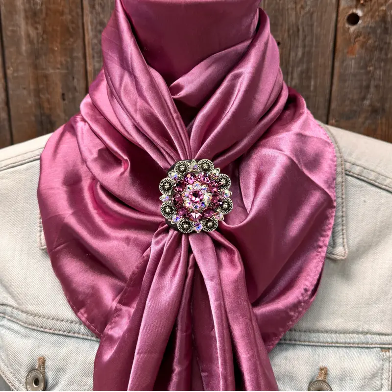 35X35" Solid Rose Wild Rag / Scarf Wrs6 - Crystal Concho Wild Rag Slides - Assorted 6